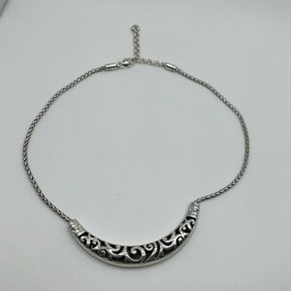 Brighton Moon Fashion Necklace Silver Tone 16-18in - Picture 1 of 5